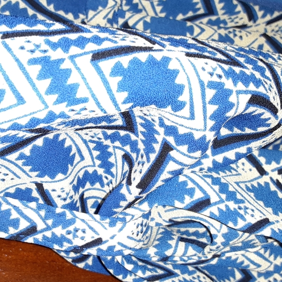 Mauve sz large drawl string geometric print dress with pockets and lined - Picture 5 of 8